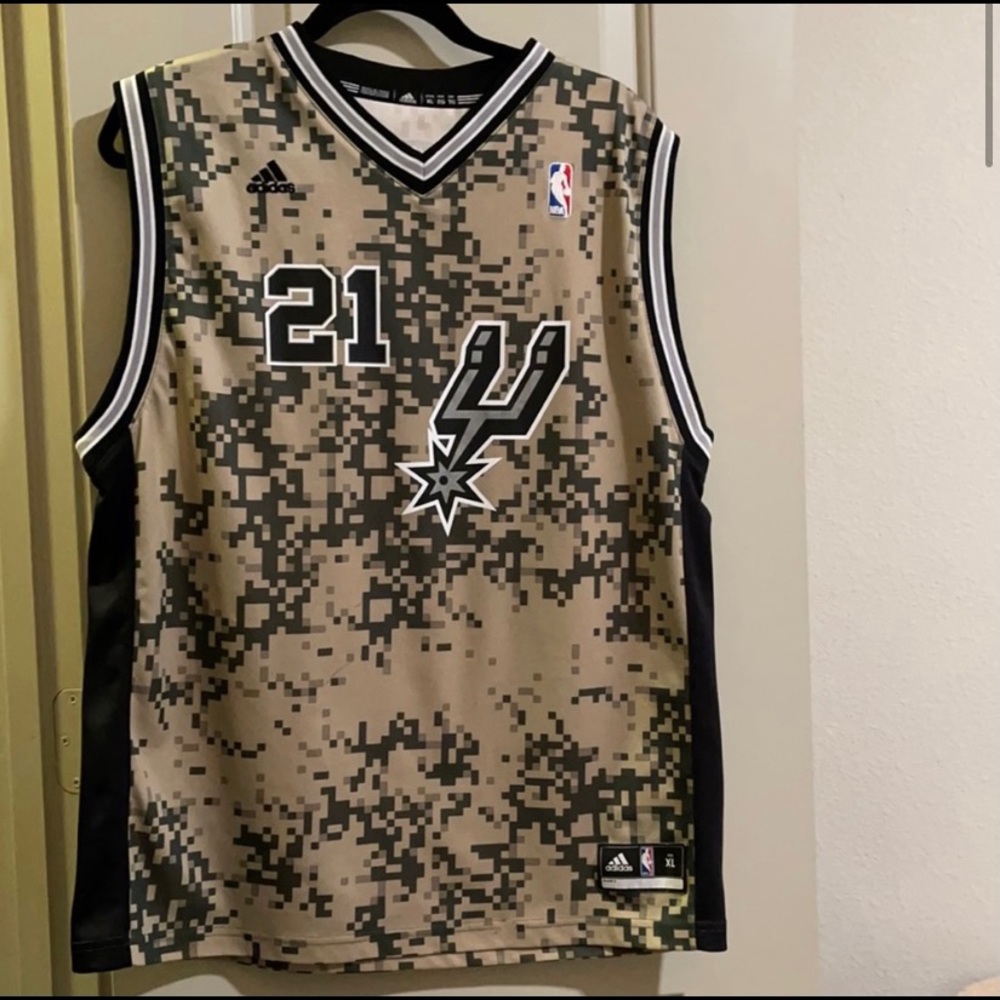 Spurs Camouflage Tim Duncan Basketball Jersey